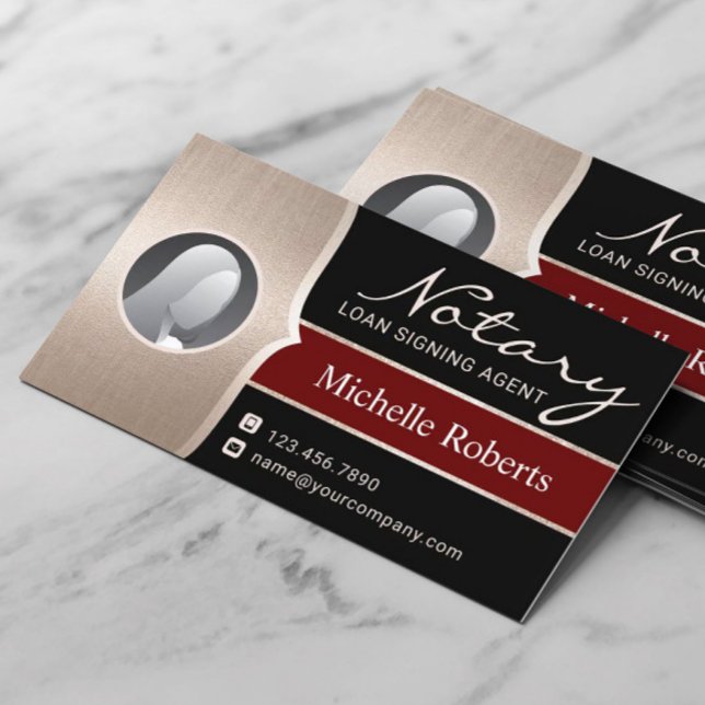 Notar Signage Agent Modernes Black & Gold Foto Visitenkarte (Von Creator hochgeladen)