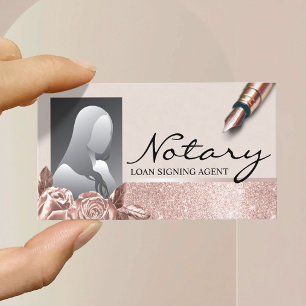 Notar Signatur Agent Blush Rose Gold Floral Foto Visitenkarte
