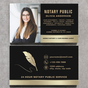 Notar Signatur Agent Foto Black & Gold Visitenkarte