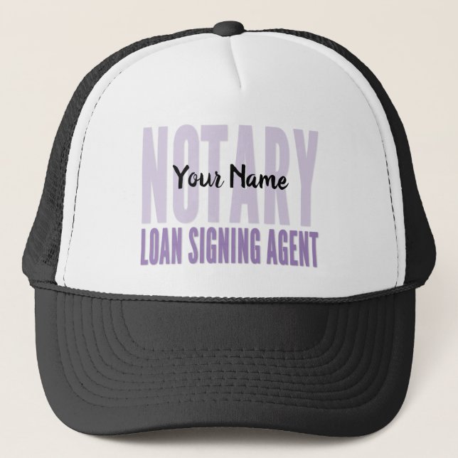 Notar-Signatur-Agent Lila Schriftart kundenspezifi Truckerkappe (Vorderseite)