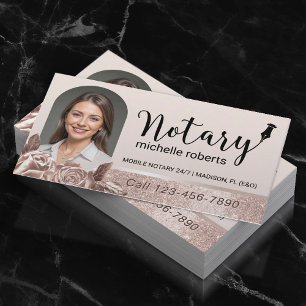 Notar Signatur Agent Moderne Rose Gold Foto Visitenkarte