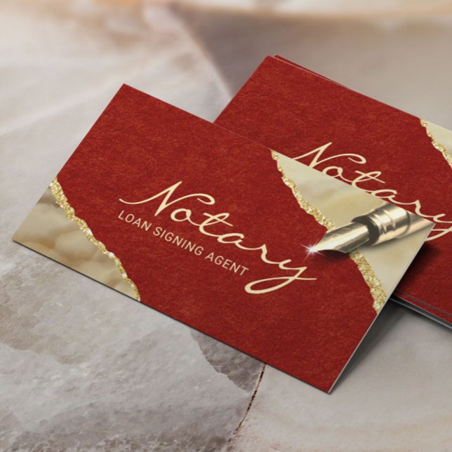 Notar Signatur Agent Red Velvet Gold Agate Visitenkarte (Von Creator hochgeladen)
