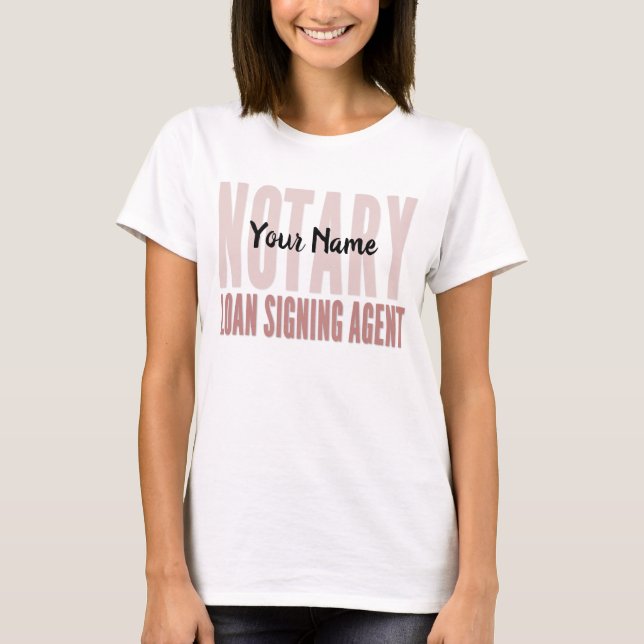 Notar-Signatur Agent Roter Schriftart kundenspezif T-Shirt (Vorderseite)