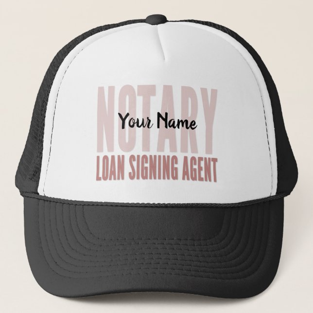 Notar-Signatur Agent Roter Schriftart kundenspezif Truckerkappe (Vorderseite)