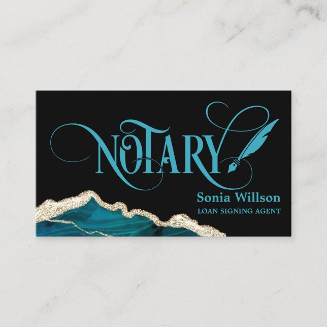 Notar Signature Agent Moderner Aquamariner Agate B Visitenkarte (Vorderseite)