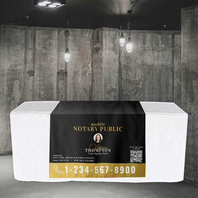 Notar-Signieragenten-Foto-QR-Code-Tischbanner Wandteppich (Notary Signing Agent Photo QR Code Table Banner Tapestry)