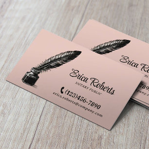 Notar Signieren Agent Vintag Quill Pen Rosa Visitenkarte