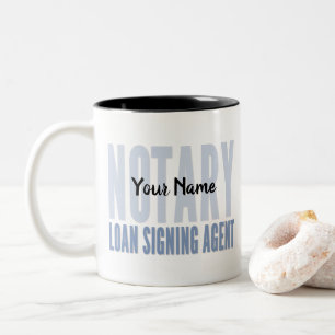 Notar Signing Agent Blue Schriftart individuell an Zweifarbige Tasse