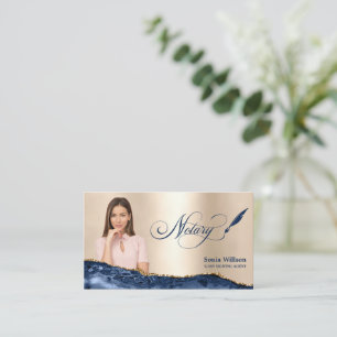 Notar Signing Agent Moderne Marine Blue Agate Visitenkarte