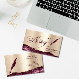 Notar Signing Agent Moderne Rose Gold Agate B Visitenkarte