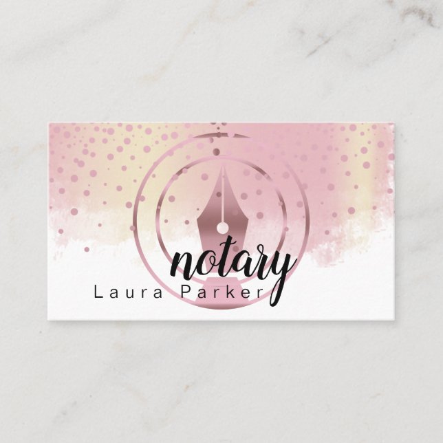 Notar Signing Agent Rose Gold Dripping Busi Visitenkarte (Vorderseite)