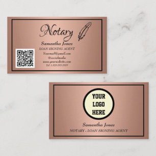 Notar-Unterschriftsagent QR-Code Rose Gold Visitenkarte