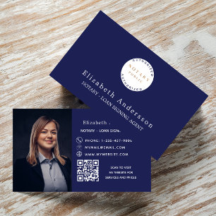 Notar Unterzeichnung Agent Marine blaues Foto QR L Visitenkarte