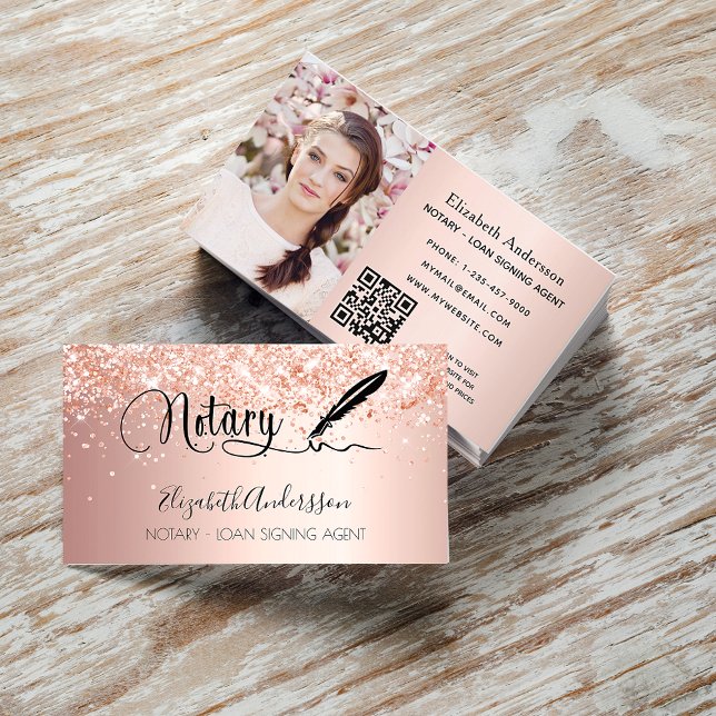 Notar Unterzeichnung Agent Rose Gold Foto QR Code Visitenkarte (Von Creator hochgeladen)