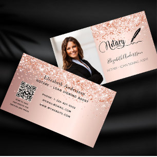 Notar Unterzeichnung Agent Rose Gold Foto QR Code Visitenkarte