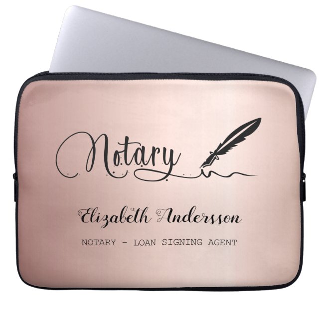 Notar Unterzeichnung Agent Rose Gold Schwarz Laptopschutzhülle (Vorderseite)