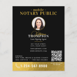 Notar-Unterzeichnungsagent Black Gold Foto QR-Code Flyer