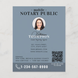 Notar-Unterzeichnungsagent Modern Blau Foto QR-Cod Flyer
