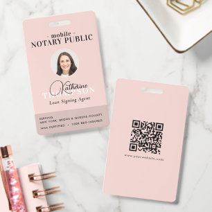Notar-Unterzeichnungsagent Modern Pink Foto QR-Cod Ausweis