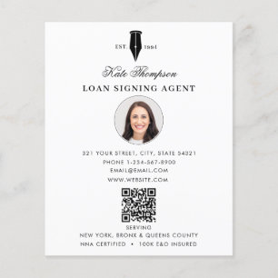 Notar-Unterzeichnungsagent Moderne weiße QR-Code- Flyer