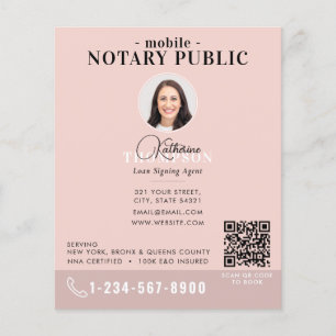 Notar-Unterzeichnungsagent Modernes Rosa Foto QR-C Flyer