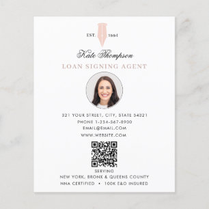 Notar-Unterzeichnungsagent Modernes rosa QR-Code- Flyer