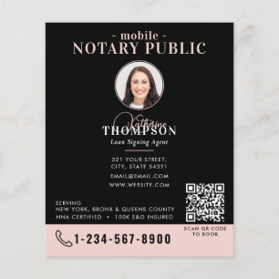 Notar-Unterzeichnungsagent Schwarz Pink Foto QR Co Flyer