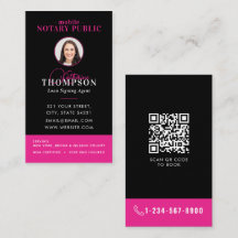 Notar-Unterzeichnungsagent Schwarz Pink Foto QR-Co