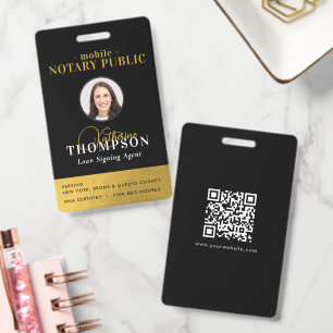Notar-Unterzeichnungsagent Schwarzes Gold Foto QR- Ausweis