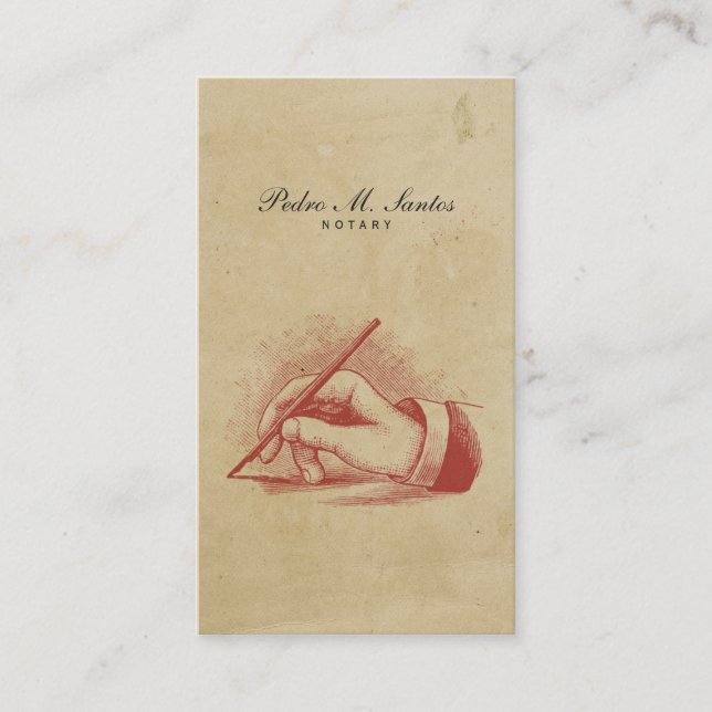 Notar-Vintage Stift-Handeinfaches cooles Visitenkarte (Vorderseite)