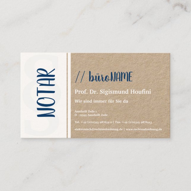 Notar Visitenkarte (Vorderseite)
