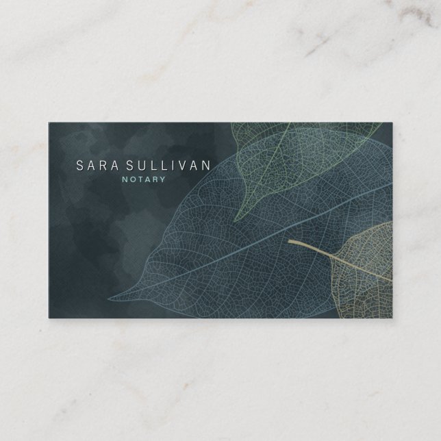 Notare Business Card Grunge Leaf Veins Visitenkarte (Vorderseite)