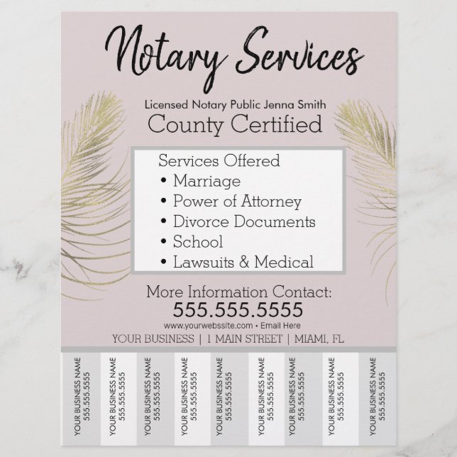 Notare Dienstleistungen Rosa Gold Business Abstric Flyer (Vorne)