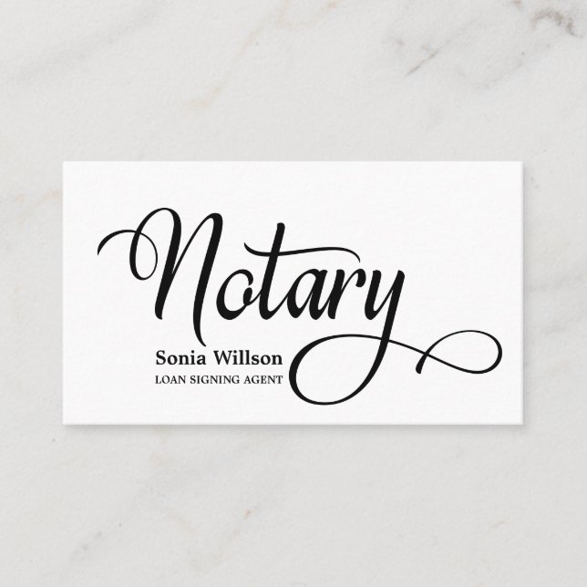 Notare elegante moderne schwarzweiße Typografie Visitenkarte (Vorderseite)