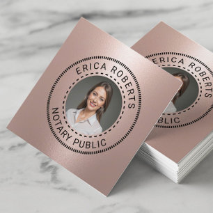 Notare öffentliche Briefmarke Moderne Rose Gold Fo Quadratische Visitenkarte