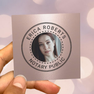 Notare öffentliche Briefmarke Moderne Rose Gold Fo Quadratische Visitenkarte