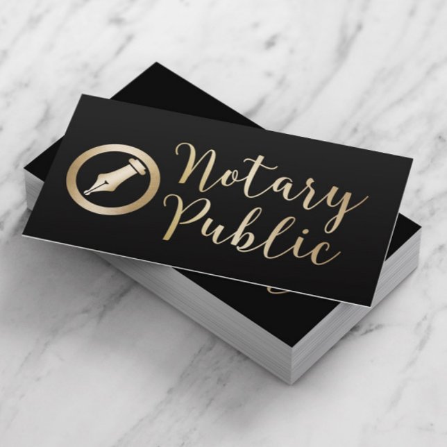 Notare Public Loan Signing Agent Black & Gold Visitenkarte (Von Creator hochgeladen)