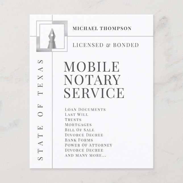 Notaren-Flyer in silberfarbener Tinte Flyer (Vorne)