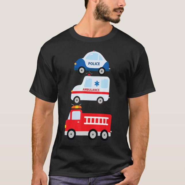 Notarfahrzeuge Feuerwehrauto T-Shirt (Vorderseite)