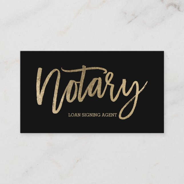 Notarische elegante Goldtypografie schwarz Visitenkarte (Vorderseite)