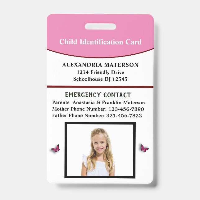 Notarkarte für Kinder-ID Ausweis (Vorderseite)
