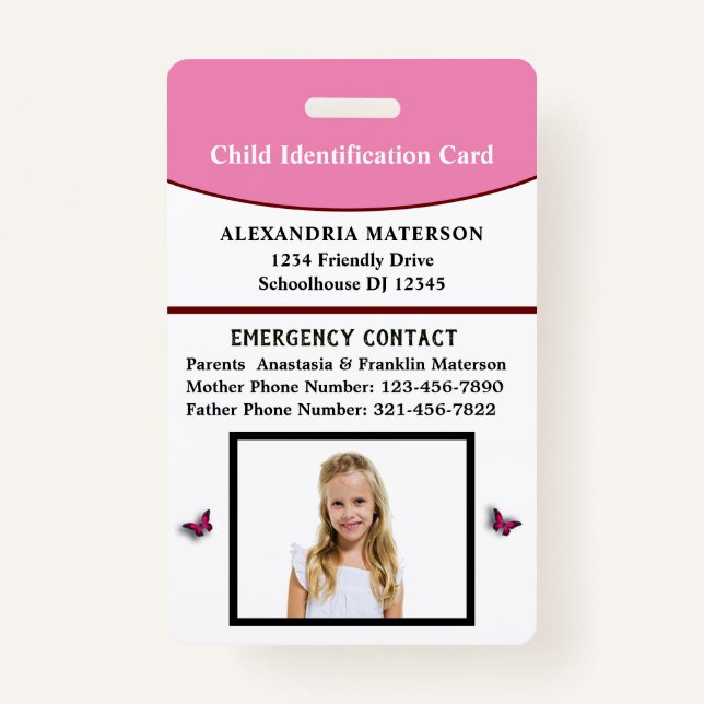 Notarkarte für Kinder-ID Ausweis (Vorderseite)