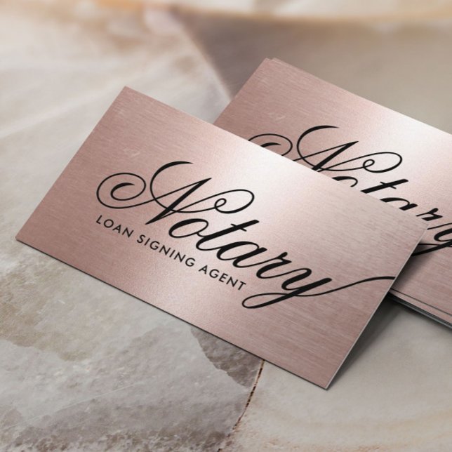 Notarkredit Signierung Agent Rose Gold Typografie Visitenkarte (Von Creator hochgeladen)