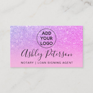 Notarlogo typografie lila rosa Glitzer Visitenkarte