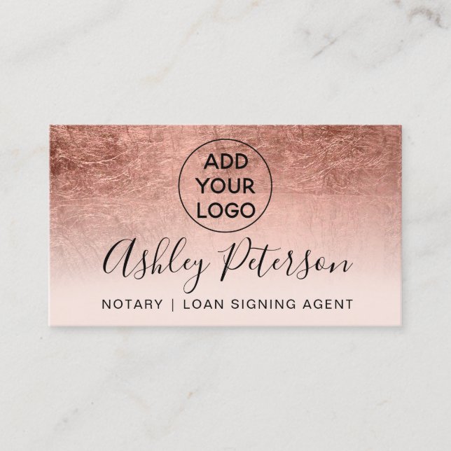 Notarlogo typografisch rot Rose Goldfolie Visitenkarte (Vorderseite)