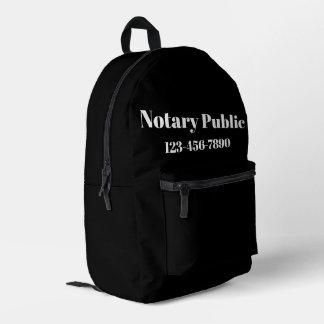 Notarnummer für Schwarz und Weiß Bedruckter Rucksack