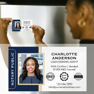 Notarsignatur im klassischen Stil - Agent ID Blue Magnetische Visitenkarte