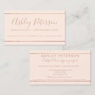 Notartypografie Rose Goldstreifen pink Visitenkarte