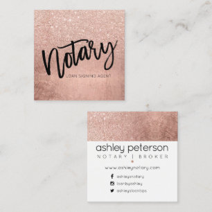 Notartypographie IMITAT-RosengoldGlitterfolie Quadratische Visitenkarte