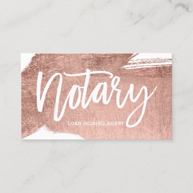 Notartypographie-Rosengoldbrushstrokeminimalist Visitenkarte (Vorderseite)